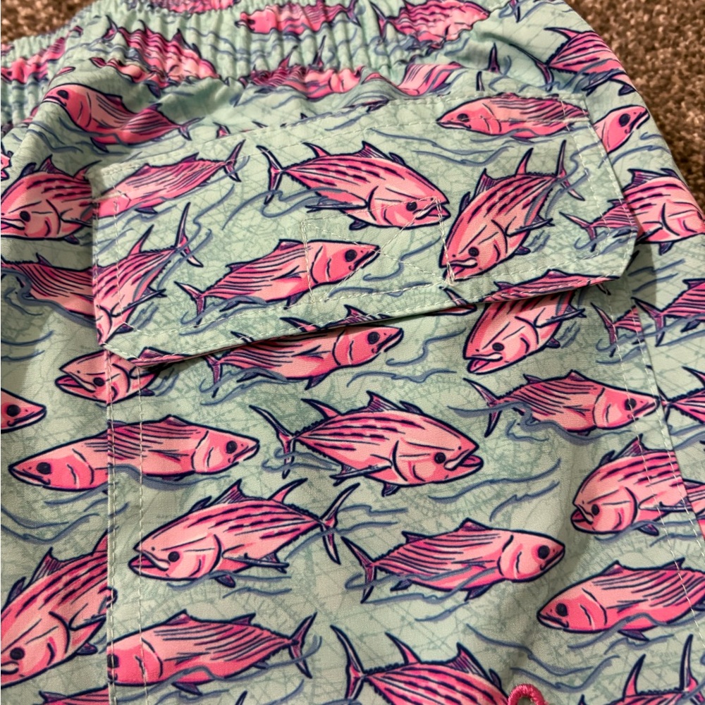 Vineyard Vines Chappy Pink and Blue Fish Swim Shorts - Picture 5 of 6